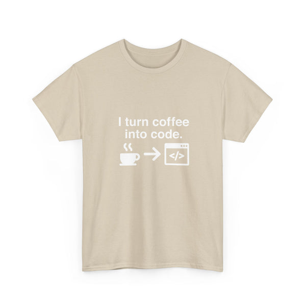 I Turn Coffee Into Code T-Shirt, Programmer Gift Tee, Coding Humor Shirt, Geek T-Shirt, Nerd Shirt, Developer Present, Coder Apparel
