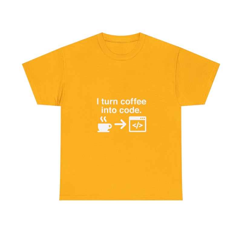 I Turn Coffee Into Code T-Shirt, Programmer Gift Tee, Coding Humor Shirt, Geek T-Shirt, Nerd Shirt, Developer Present, Coder Apparel