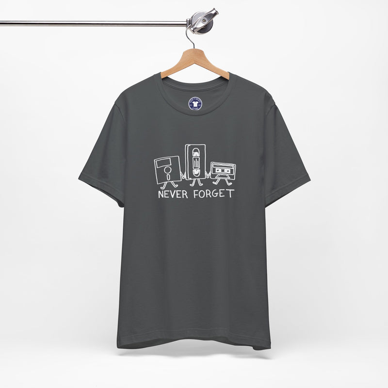 Never Forget Cassette Tapes Vhs Floppy Disks - Premium Unisex Crewneck T-Shirt