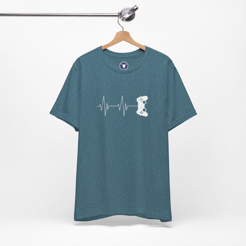Gamer Heartbeat - Video Gaming Addict Shirt - Premium Unisex Crewneck T-Shirt