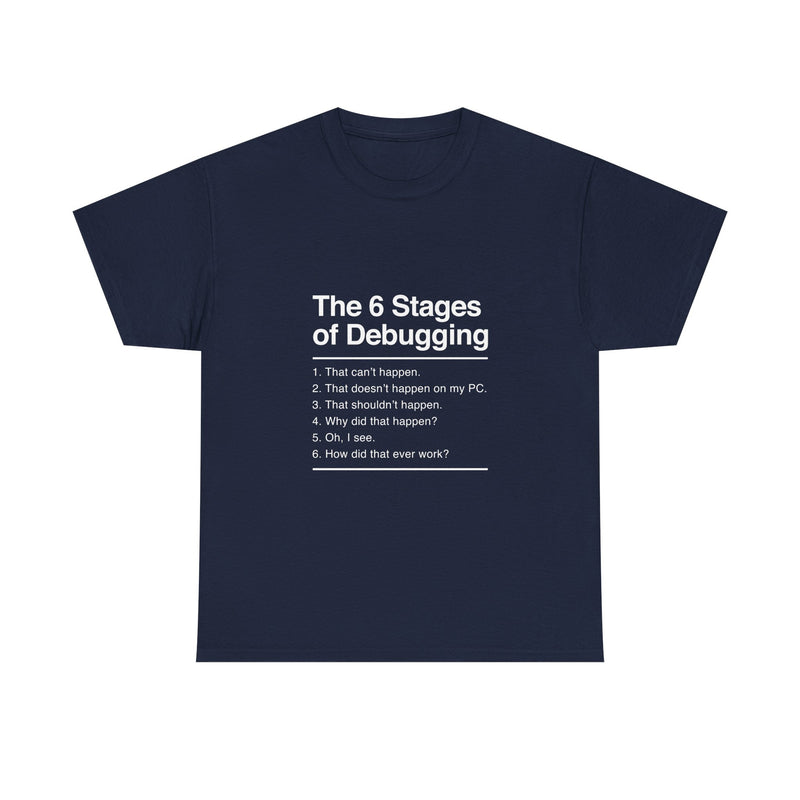 The 6 Stages of Debugging T-Shirt, Funny Programming Tee, Coder Gift, Geek T-Shirt, Nerd Shirt, Developer Humor, Tech Lover Present
