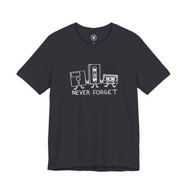 Never Forget Cassette Tapes Vhs Floppy Disks - Premium Unisex Crewneck T-Shirt
