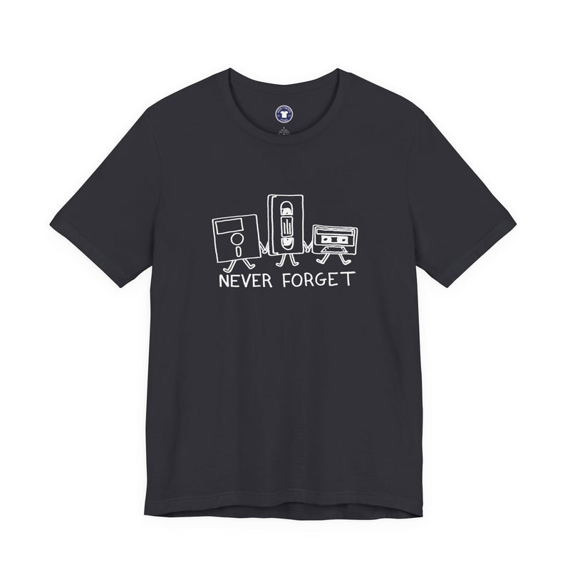 Never Forget Cassette Tapes Vhs Floppy Disks - Premium Unisex Crewneck T-Shirt