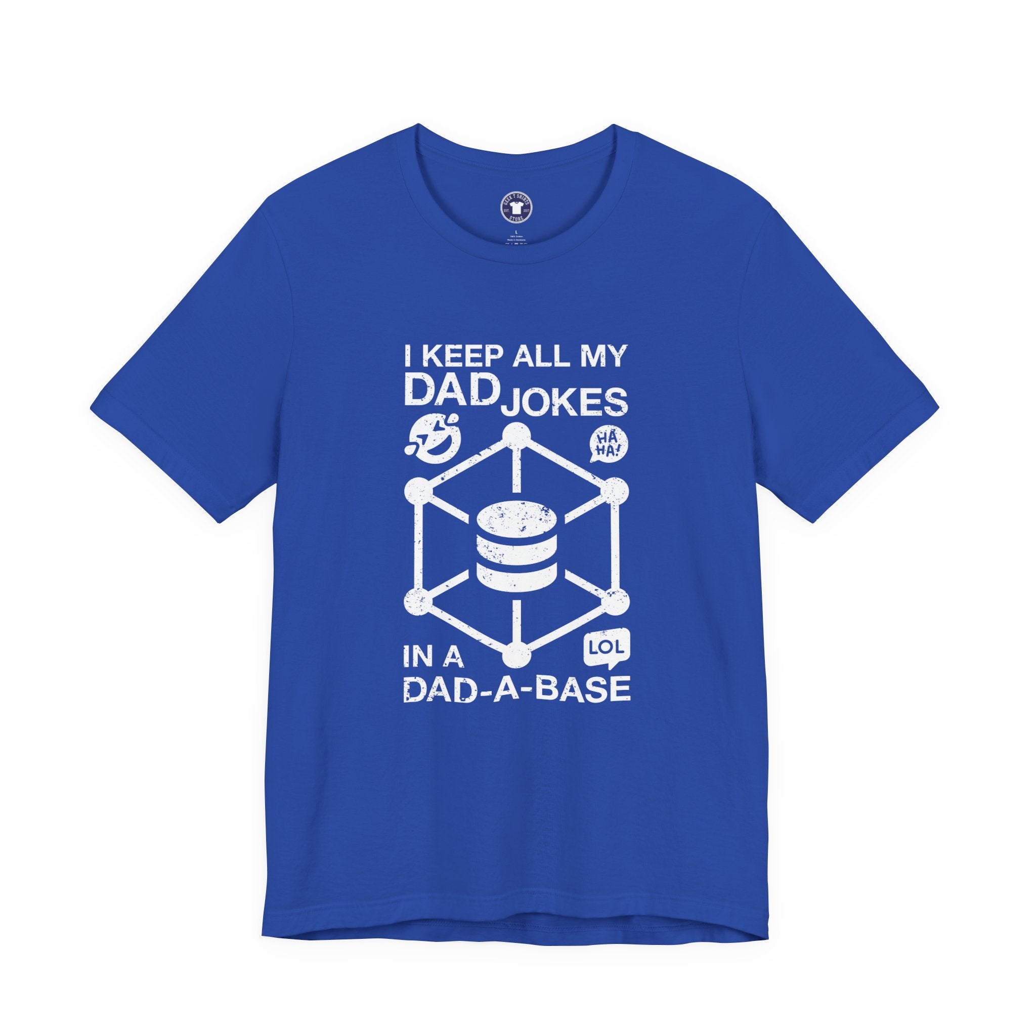 I Keep My Dad Jokes In A Dad-A-Base - Premium Unisex Crewneck T-Shirt