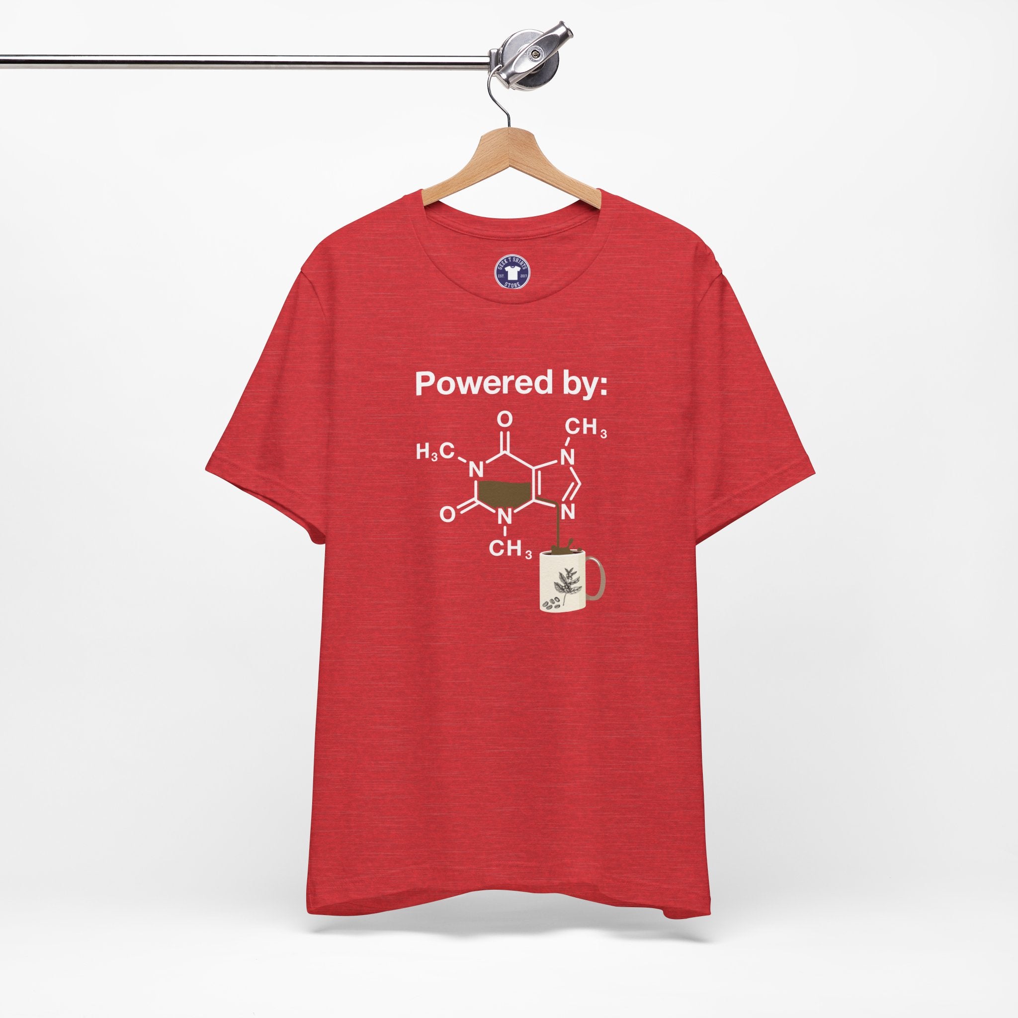 Powered By Caffeine Chemistry T-Shirt - Science Shirt - Premium Unisex Crewneck T-Shirt