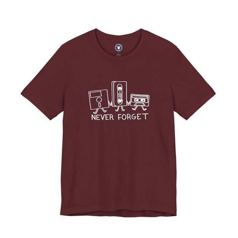 Never Forget Cassette Tapes Vhs Floppy Disks - Premium Unisex Crewneck T-Shirt