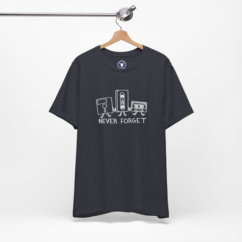 Never Forget Cassette Tapes Vhs Floppy Disks - Premium Unisex Crewneck T-Shirt