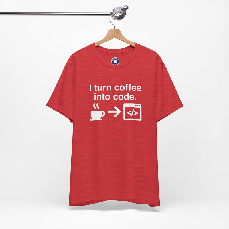 I Turn Coffee Into Code - Coder Shirt - Premium Unisex Crewneck T-Shirt