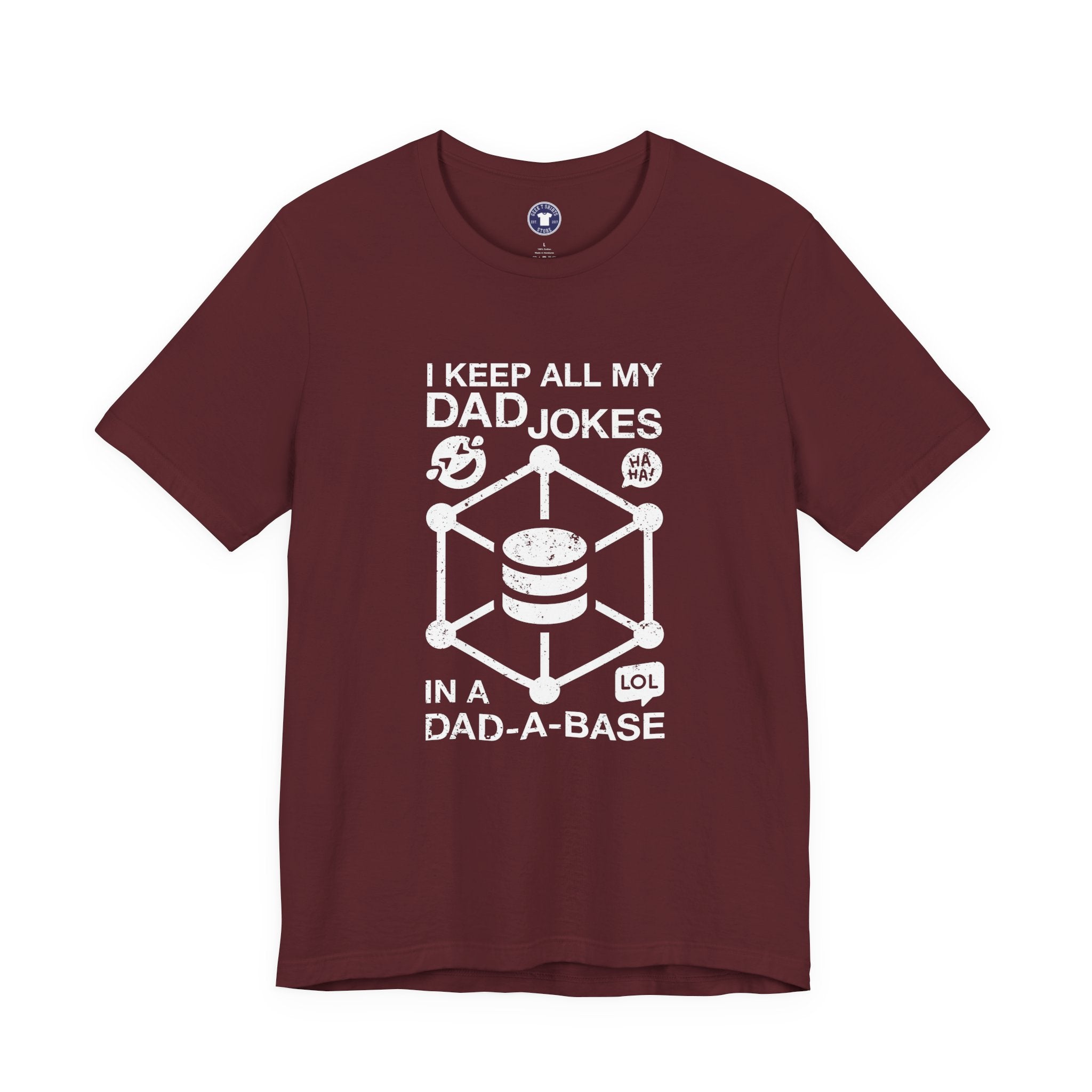 I Keep My Dad Jokes In A Dad-A-Base - Premium Unisex Crewneck T-Shirt