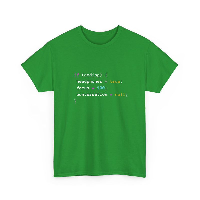 Coding With Headphones Javascript T-Shirt - Nerd Shirt - Regular Unisex Crewneck T-Shirt