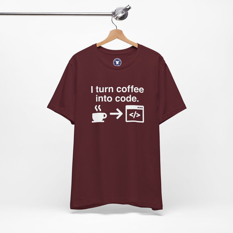 I Turn Coffee Into Code - Coder Shirt - Premium Unisex Crewneck T-Shirt