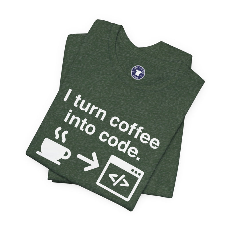I Turn Coffee Into Code - Coder Shirt - Premium Unisex Crewneck T-Shirt