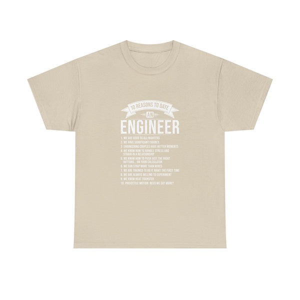 10 Reasons to Date an Engineer T-Shirt, Geek T-Shirt, Nerd Shirt, Humorous Relationship Tee, Scientist Gift, STEM Love Apparel