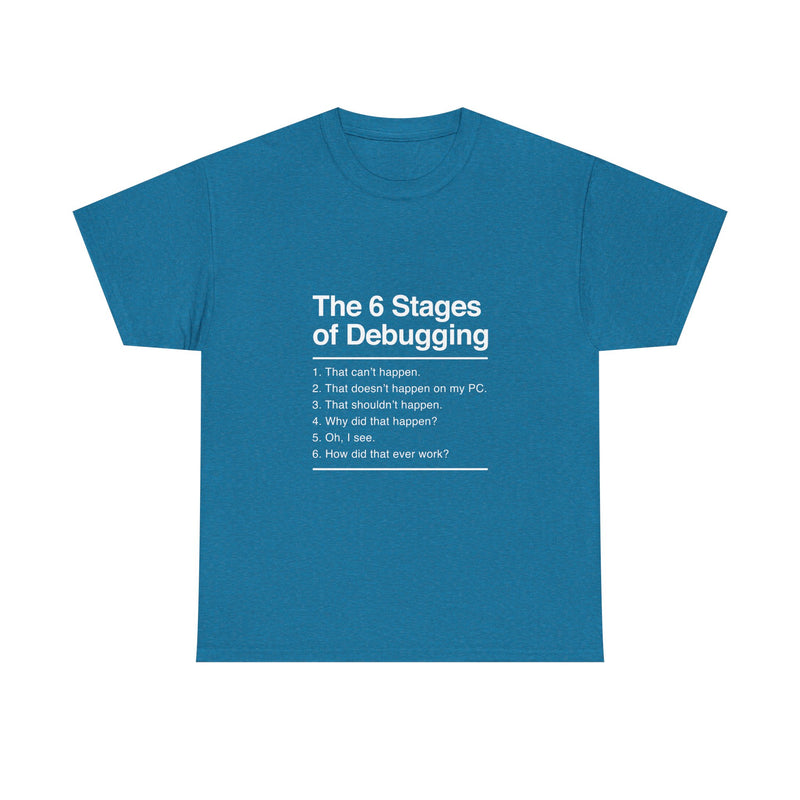 The 6 Stages of Debugging T-Shirt, Funny Programming Tee, Coder Gift, Geek T-Shirt, Nerd Shirt, Developer Humor, Tech Lover Present