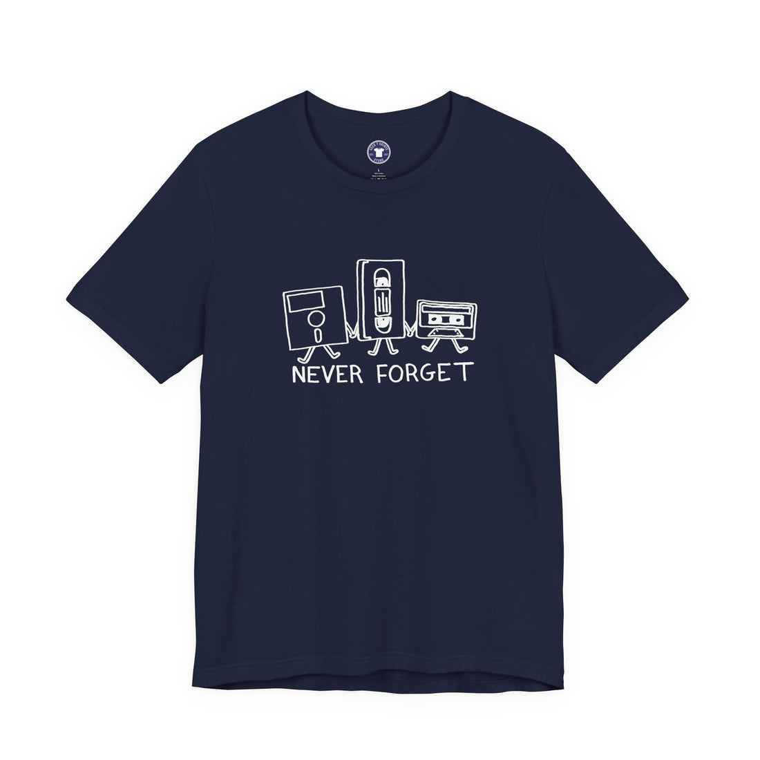 Never Forget Cassette Tapes Vhs Floppy Disks - Premium Unisex Crewneck T-Shirt