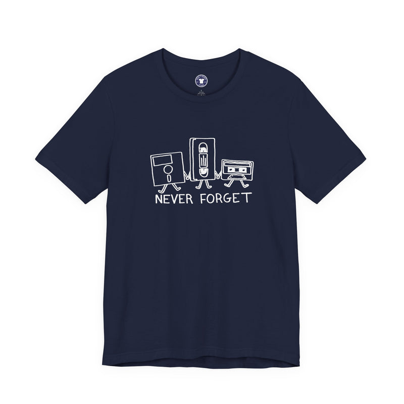 Never Forget Cassette Tapes Vhs Floppy Disks - Premium Unisex Crewneck T-Shirt