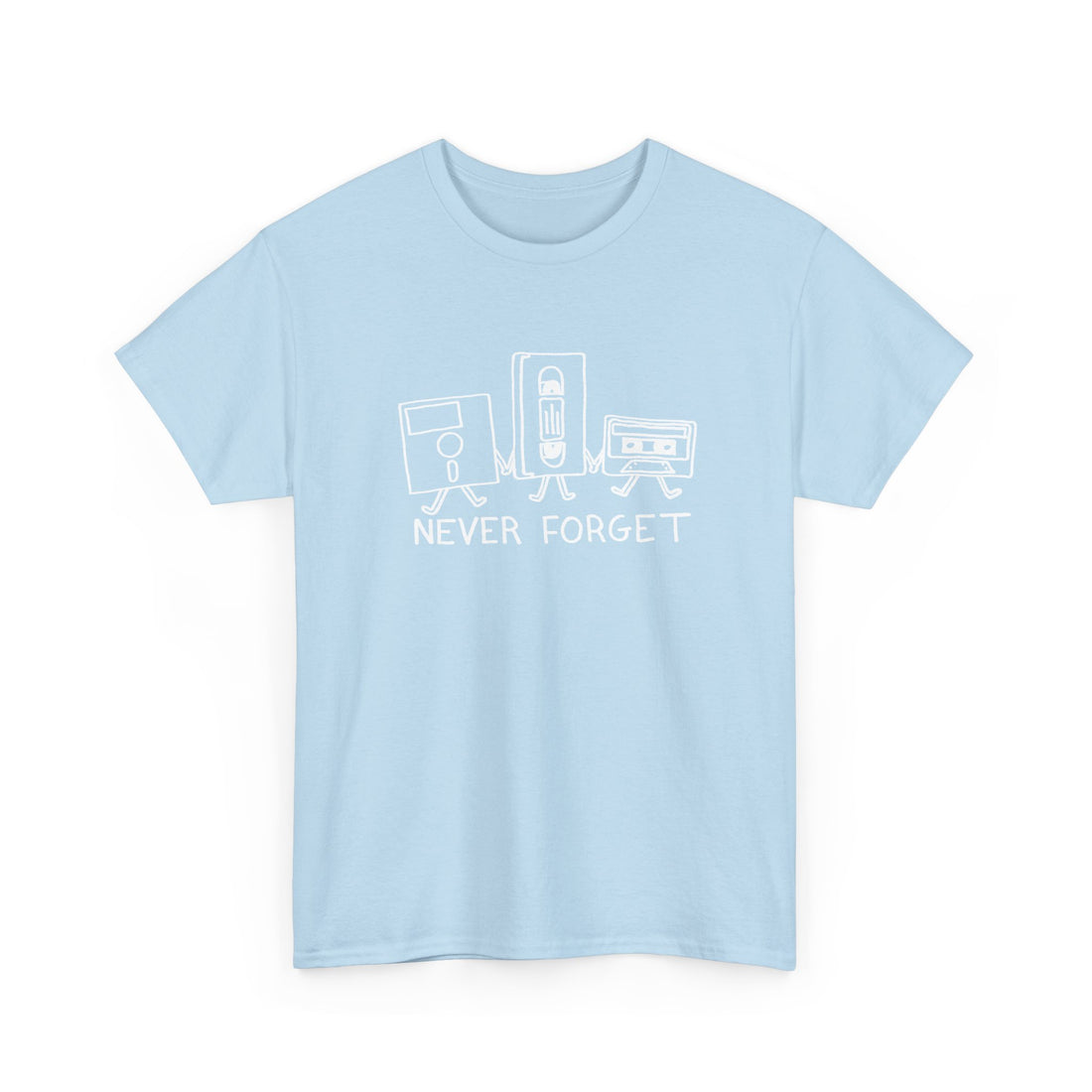 Never Forget Cassette Tapes Vhs Floppy Disks - Regular Unisex Crewneck T-Shirt