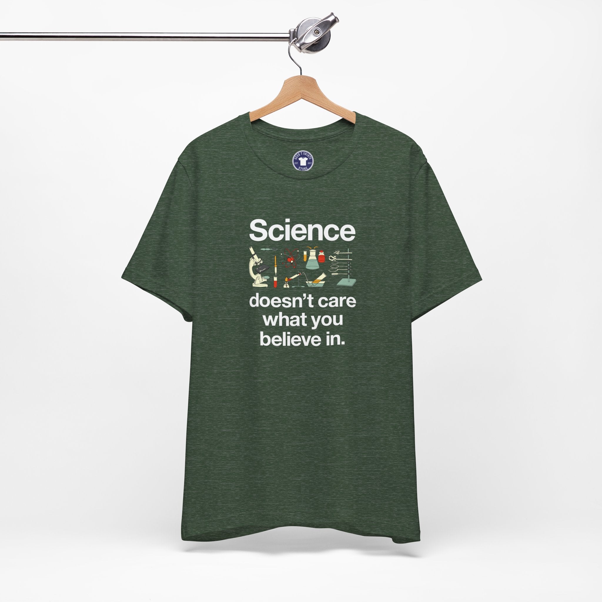 Science Doesn't Care What You Believe In - Premium Unisex Crewneck T-Shirt