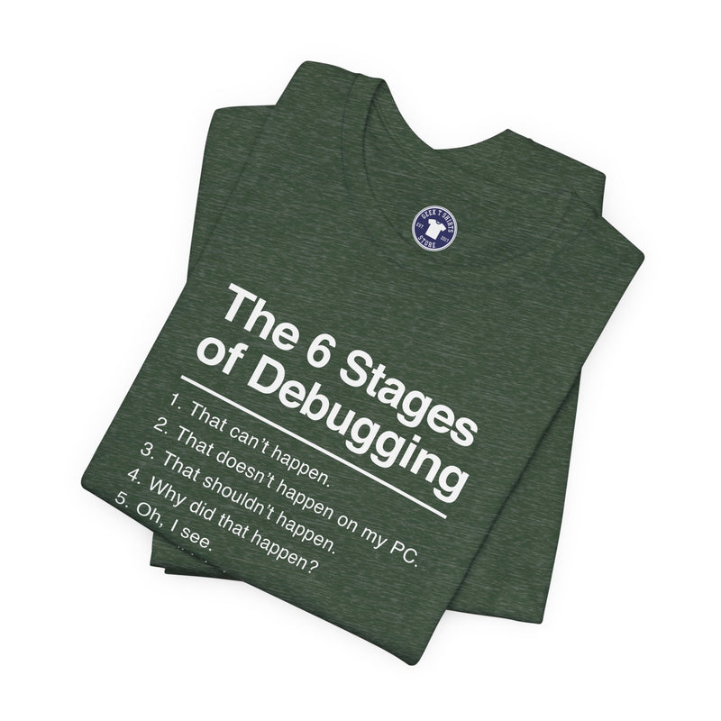 The 6 Stages Of Debugging - Coder Shirt - It Shirt - Premium Unisex Crewneck T-Shirt