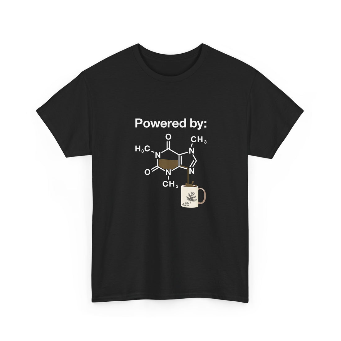 Powered By Caffeine Chemistry T-Shirt - Science Shirt - Regular Unisex Crewneck T-Shirt