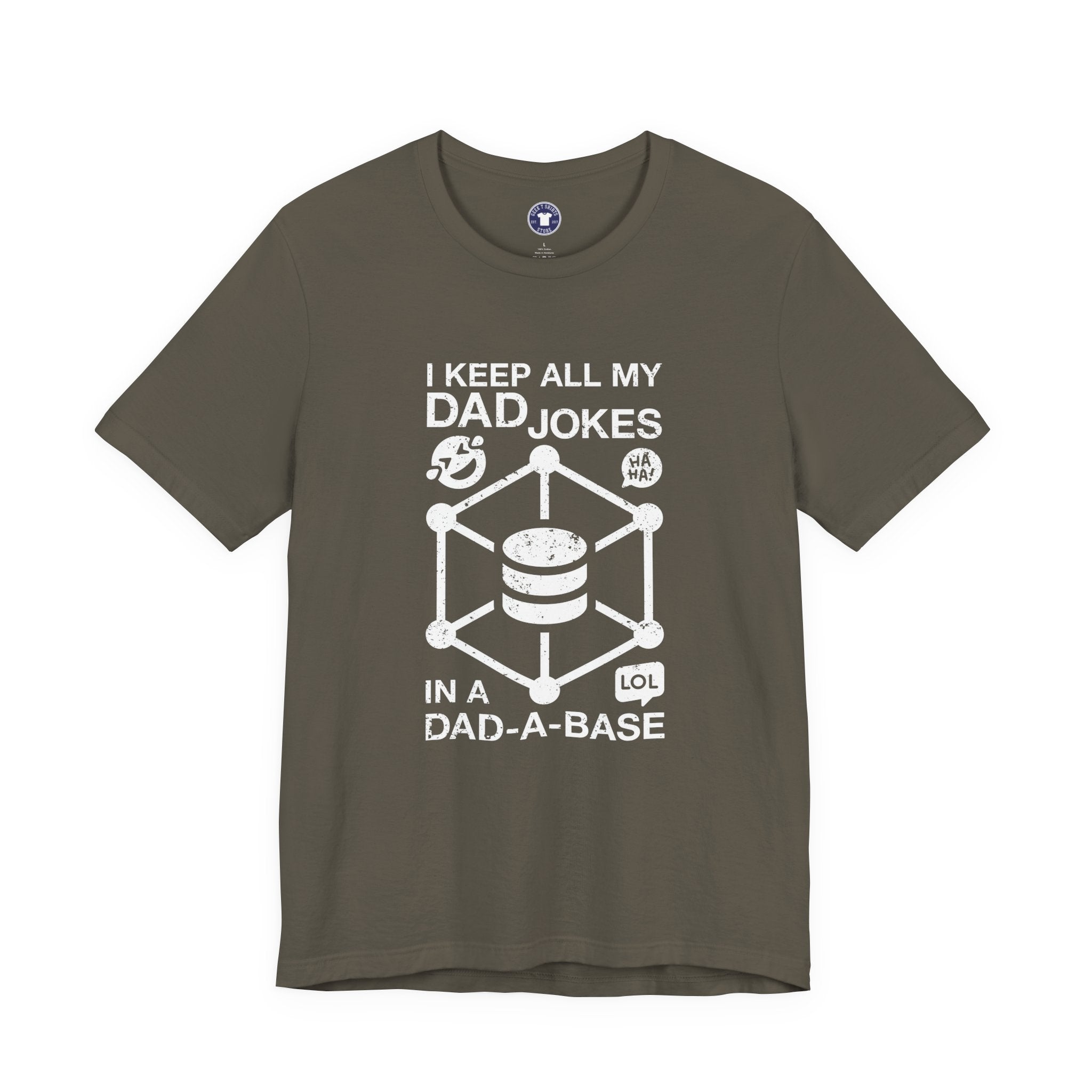 I Keep My Dad Jokes In A Dad-A-Base - Premium Unisex Crewneck T-Shirt