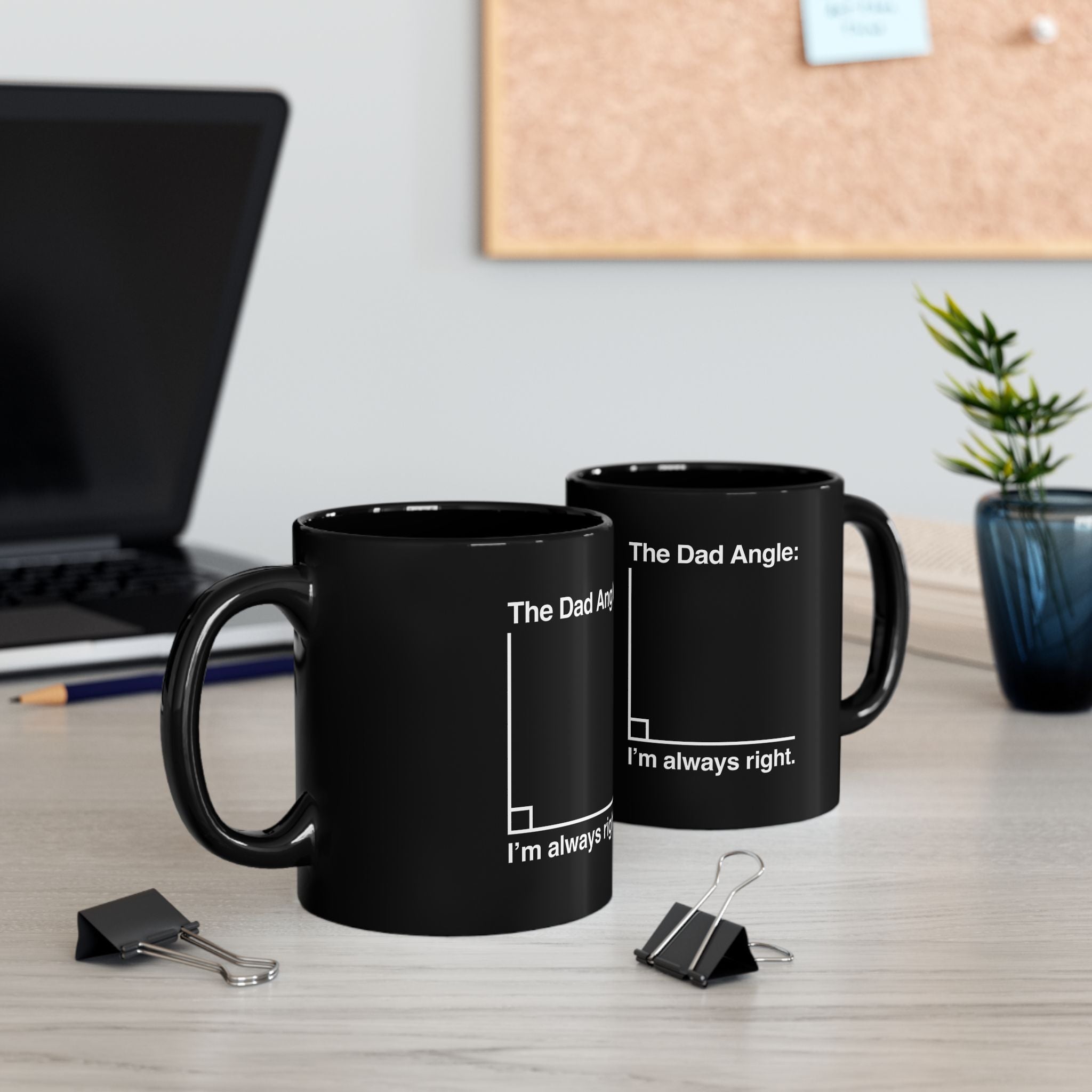 The Dad Angle Math Joke - Black Glossy Mug