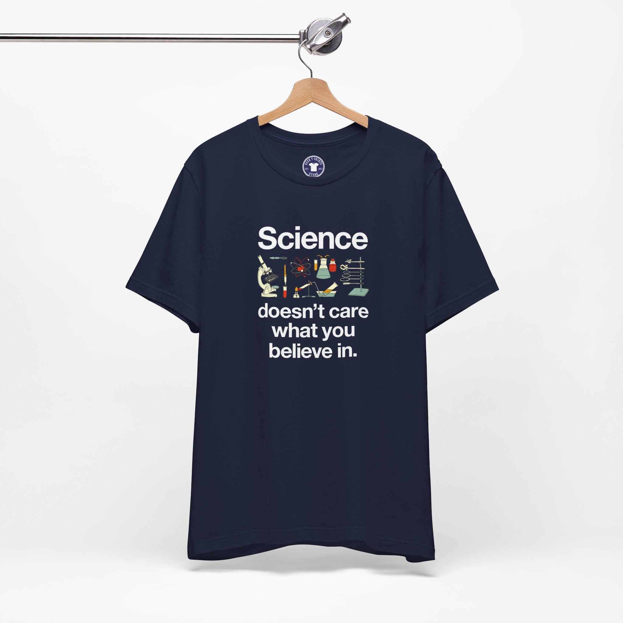 Science Doesn't Care What You Believe In - Premium Unisex Crewneck T-Shirt
