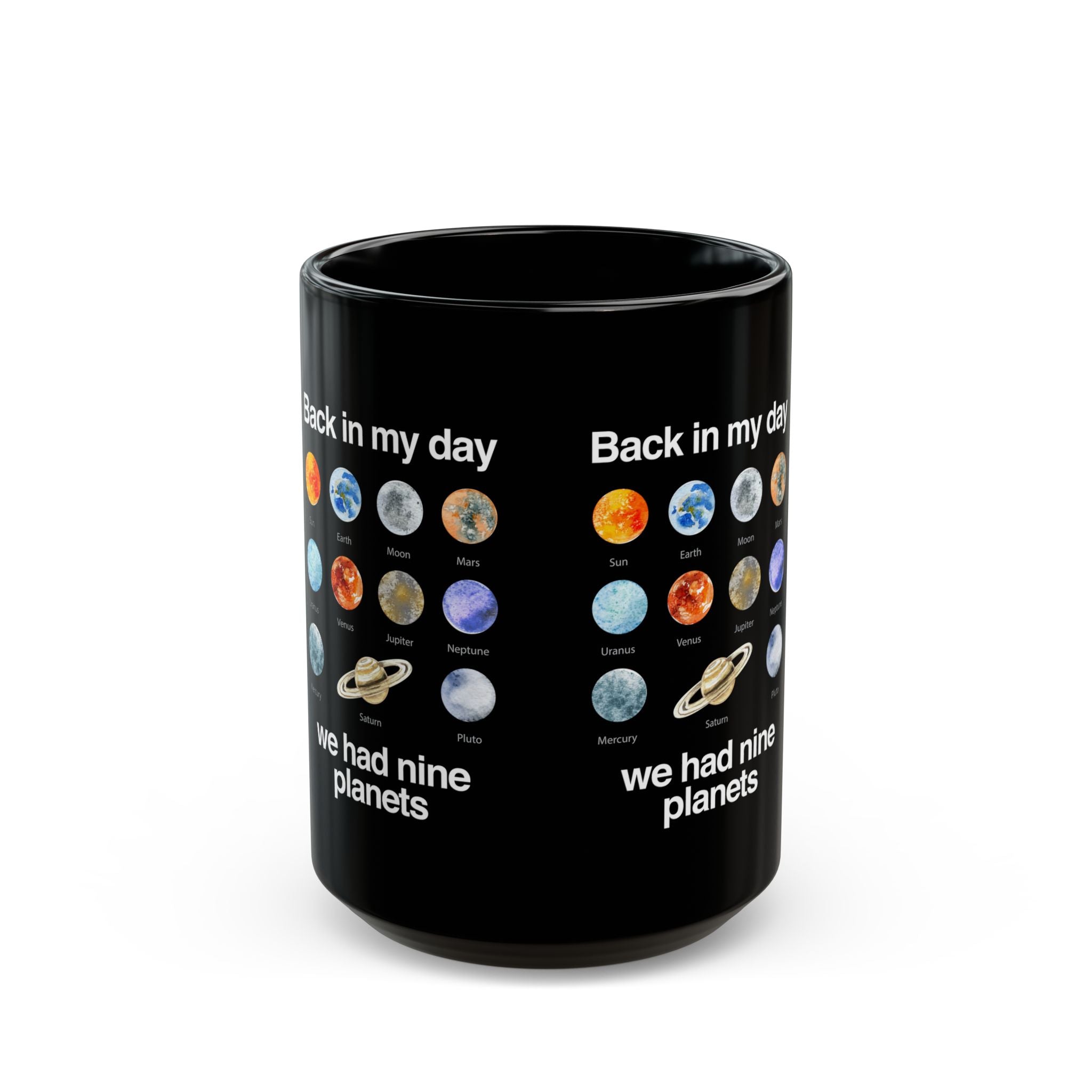 Back In My Day We Had Nine Planets - Black Glossy Mug