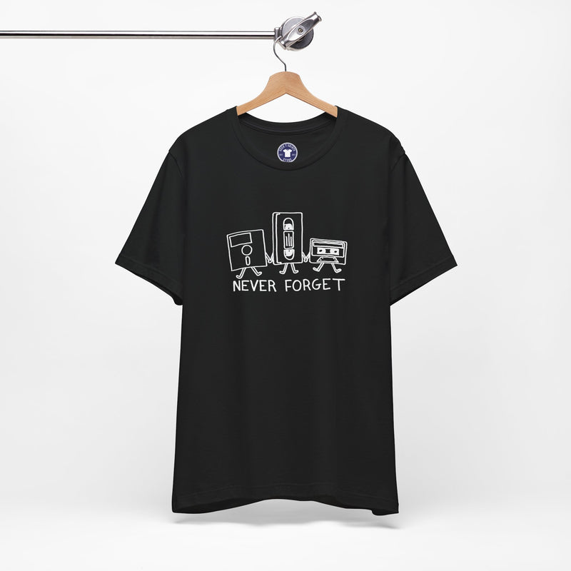 Never Forget Cassette Tapes Vhs Floppy Disks - Premium Unisex Crewneck T-Shirt