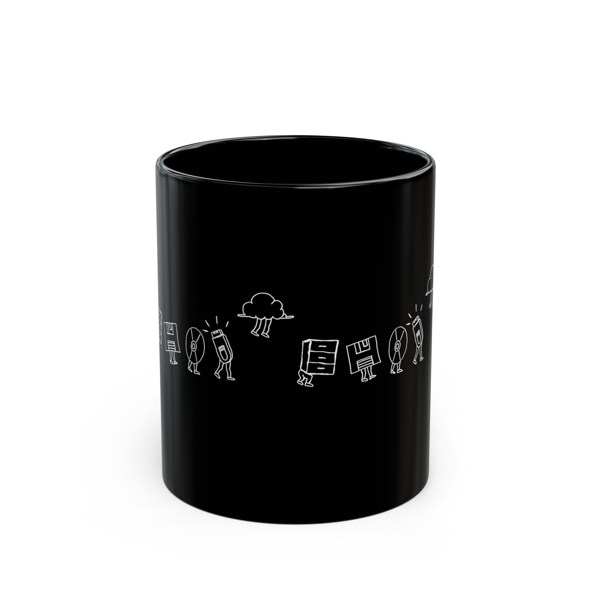 Computer Storage Evolution Cloud - Black Glossy Mug