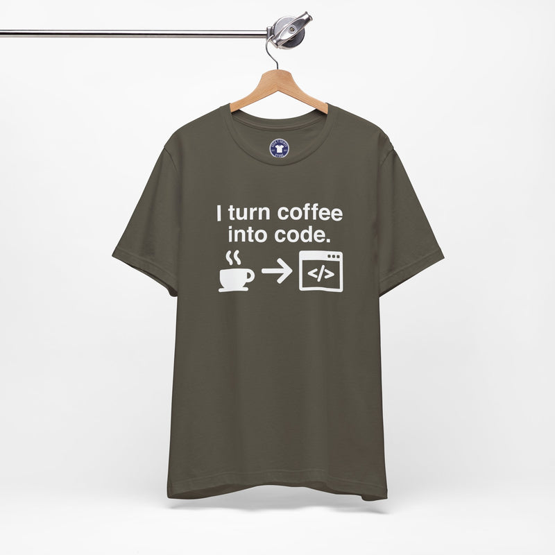 I Turn Coffee Into Code - Coder Shirt - Premium Unisex Crewneck T-Shirt