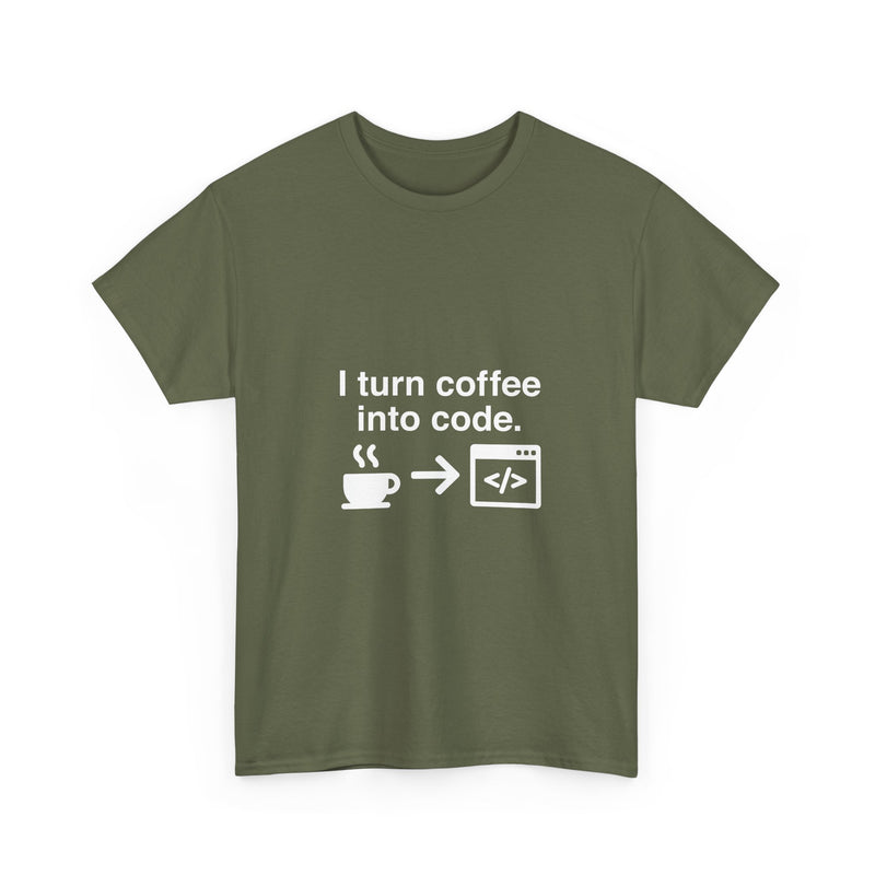 I Turn Coffee Into Code T-Shirt, Programmer Gift Tee, Coding Humor Shirt, Geek T-Shirt, Nerd Shirt, Developer Present, Coder Apparel
