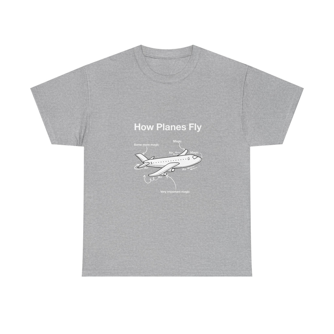 Funny Airplane Magic T-Shirt, Aviation Humor Tee, Geek T-Shirt, Nerd Shirt, Flight Lover Gift, Airplane Diagram Top, Sarcastic Travel Shirt