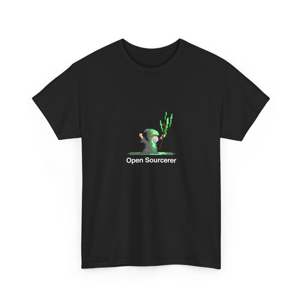 Open Sourcerer Geek T-Shirt, Nerd Shirt, Pixel Art Mage Tee, Retro Gaming Shirt, Programmer Gift, Tech Humor Top, Coding Wizard Tee