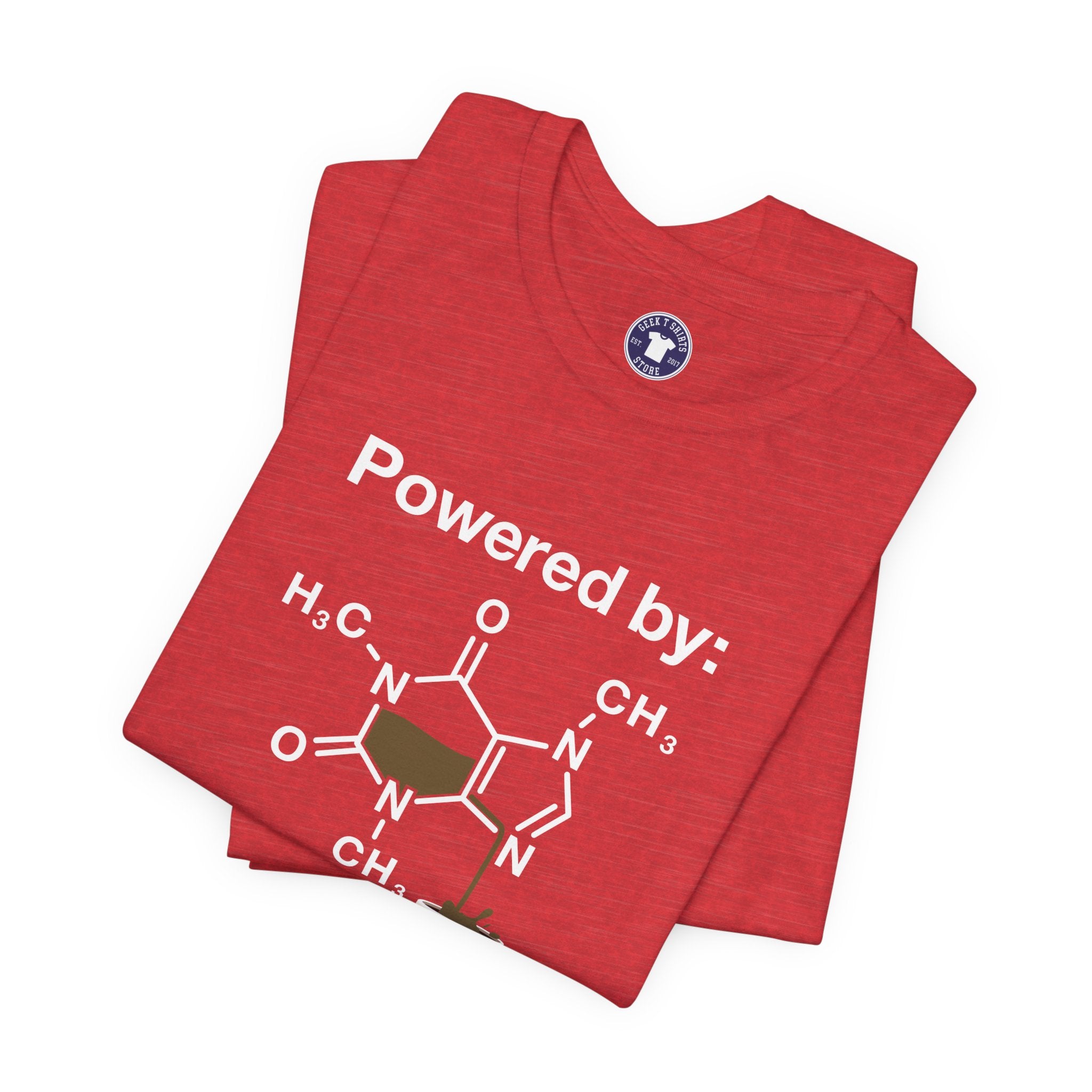 Powered By Caffeine Chemistry T-Shirt - Science Shirt - Premium Unisex Crewneck T-Shirt