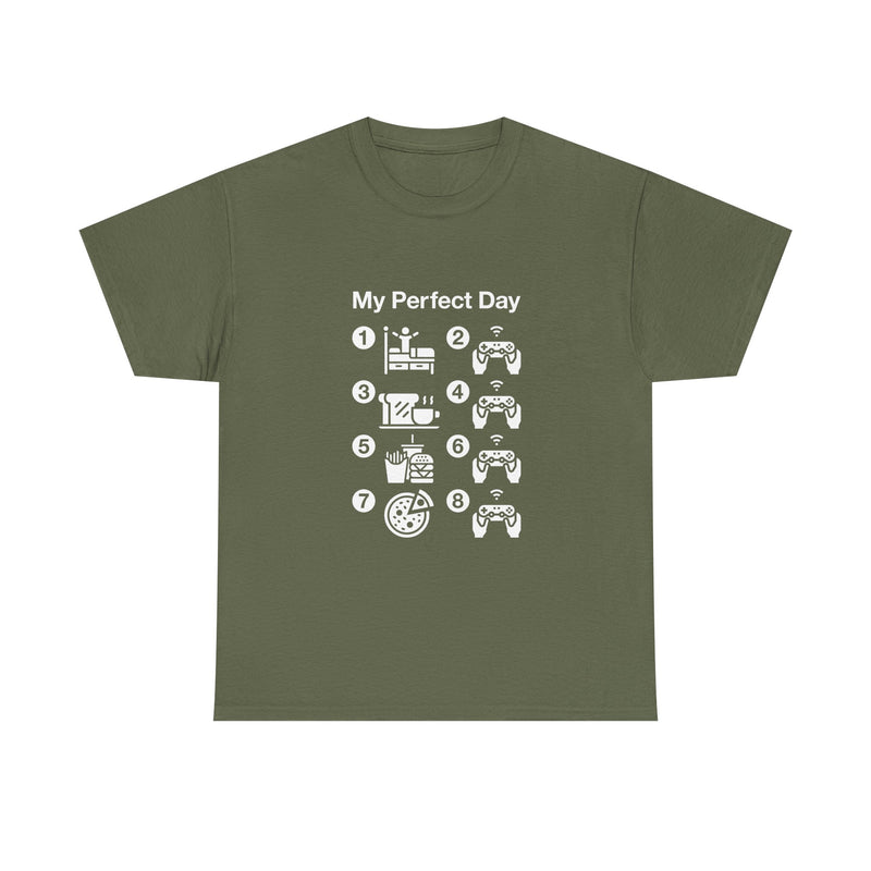 My Perfect Day T-shirt, Gamer Life Shirt, Funny Gaming Tee, Snack Lover Gift, Geek T-Shirt, Nerd Shirt, Video Game Humor Apparel