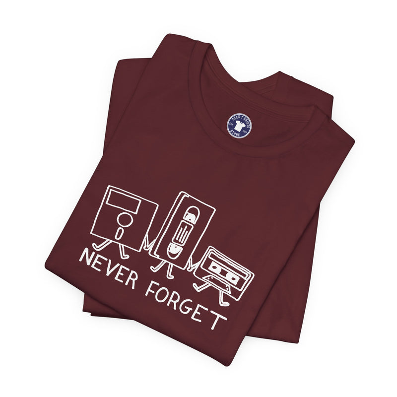 Never Forget Cassette Tapes Vhs Floppy Disks - Premium Unisex Crewneck T-Shirt