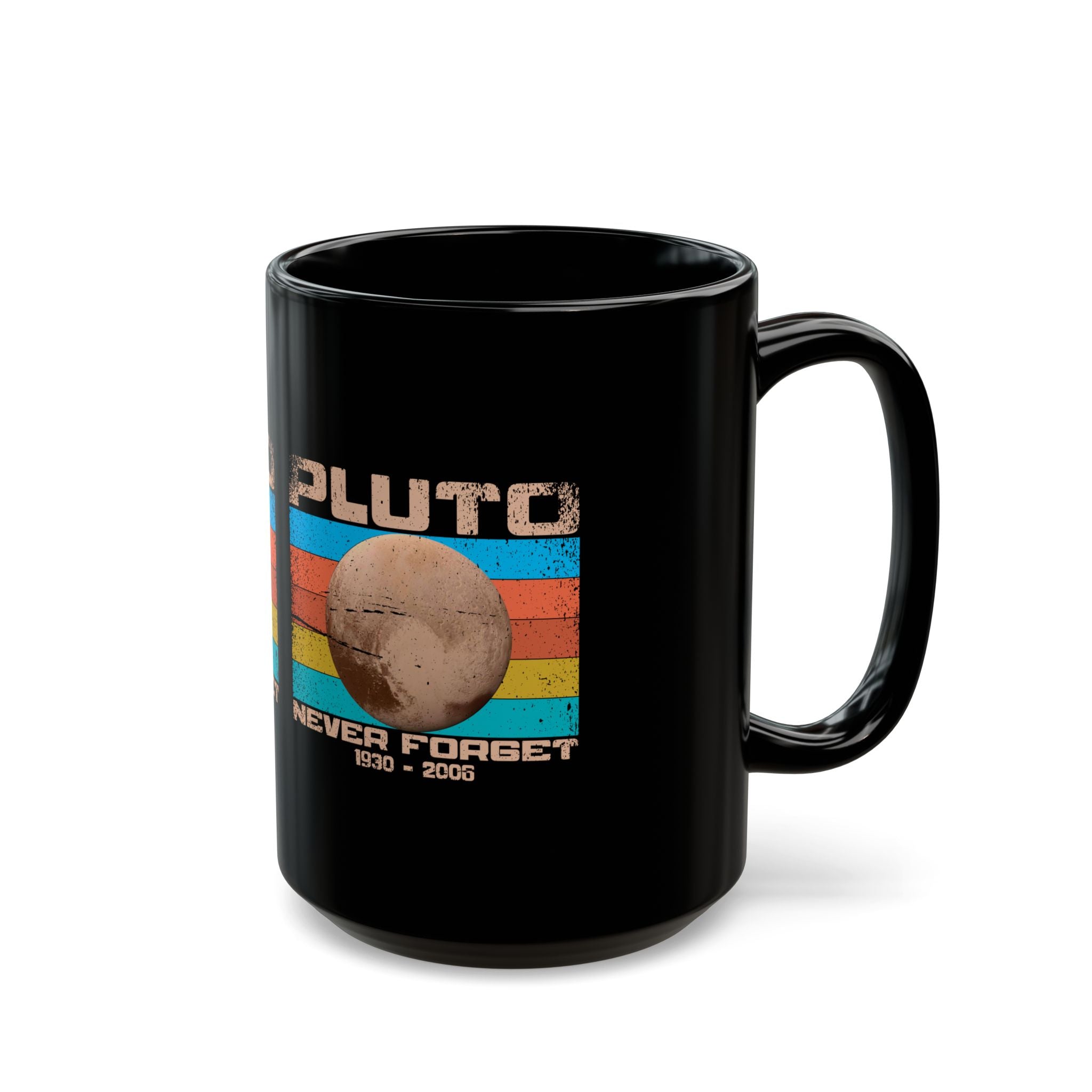 Pluto Never Forget - Black Glossy Mug