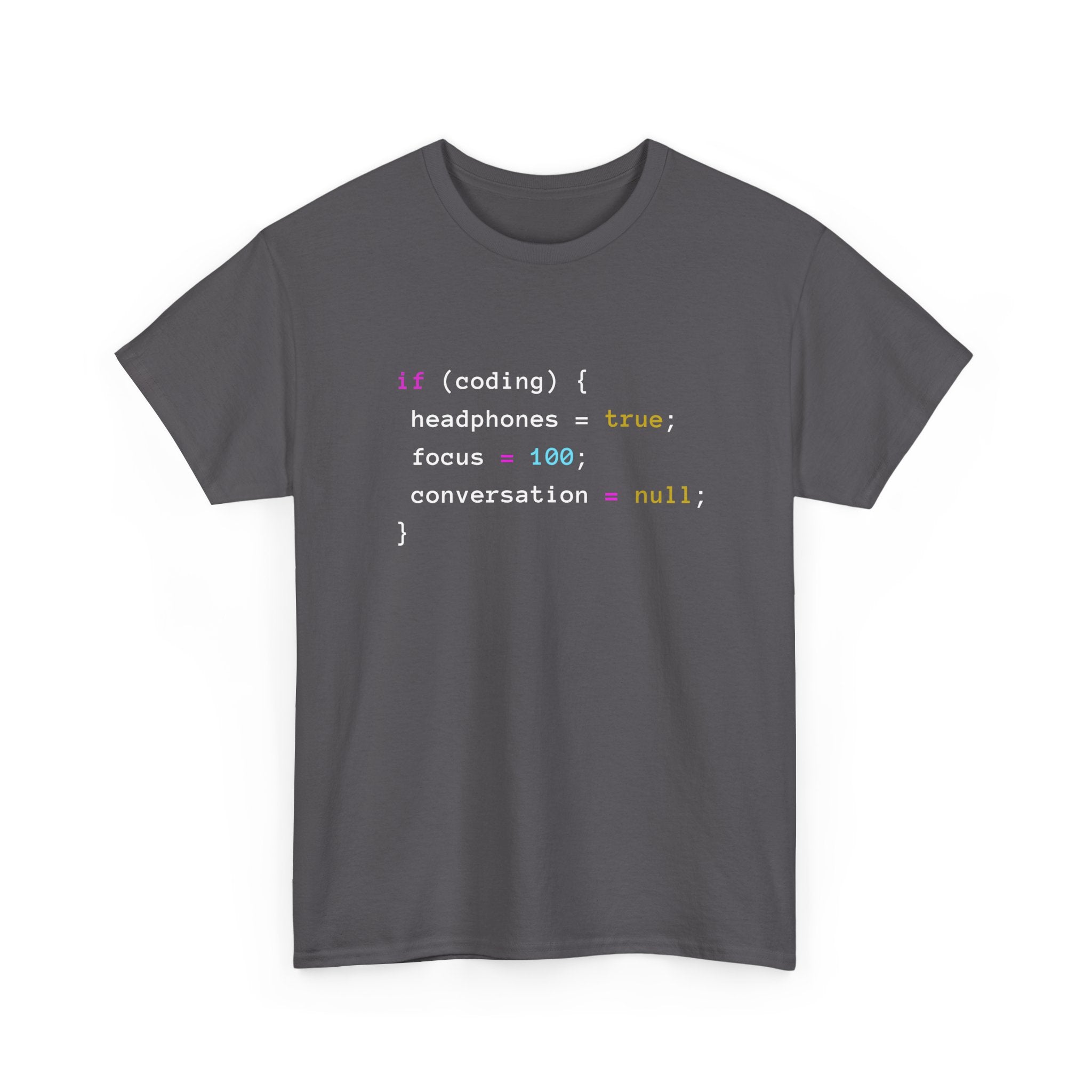 Coding With Headphones Javascript T-Shirt - Nerd Shirt - Regular Unisex Crewneck T-Shirt