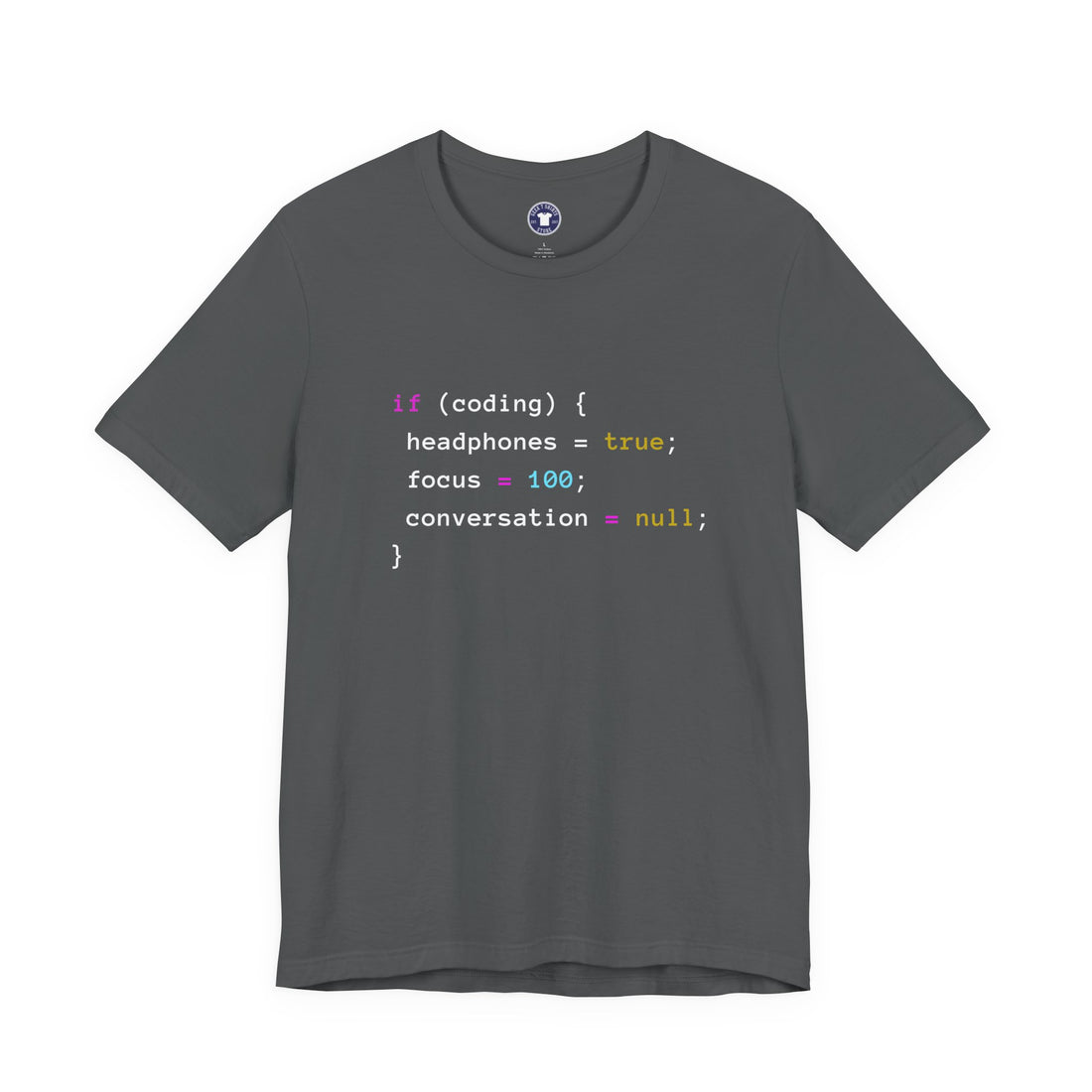 Coding With Headphones Javascript T-Shirt - Nerd Shirt - Premium Unisex Crewneck T-Shirt