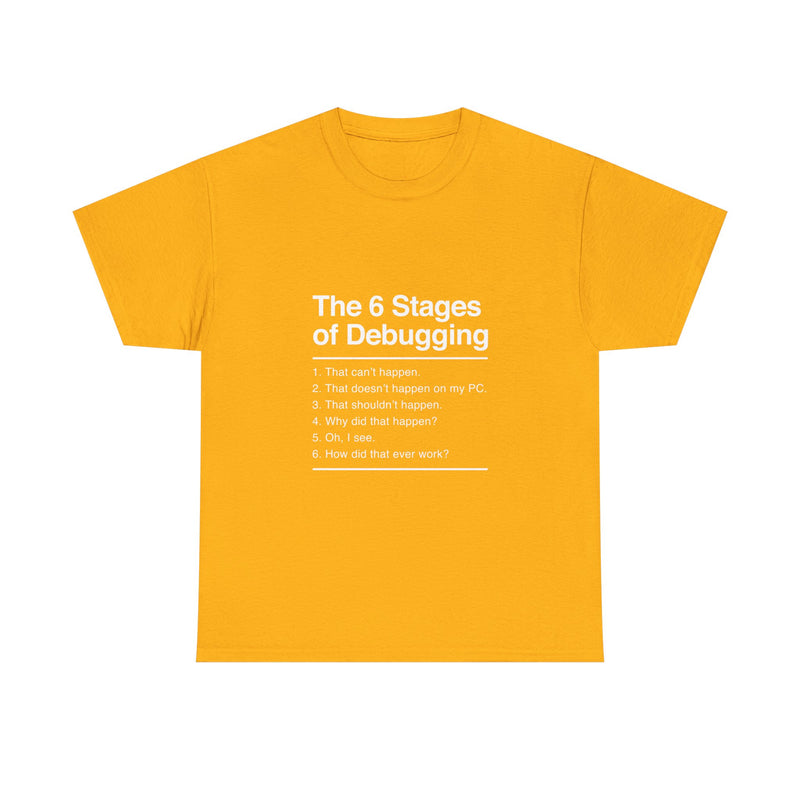 The 6 Stages of Debugging T-Shirt, Funny Programming Tee, Coder Gift, Geek T-Shirt, Nerd Shirt, Developer Humor, Tech Lover Present