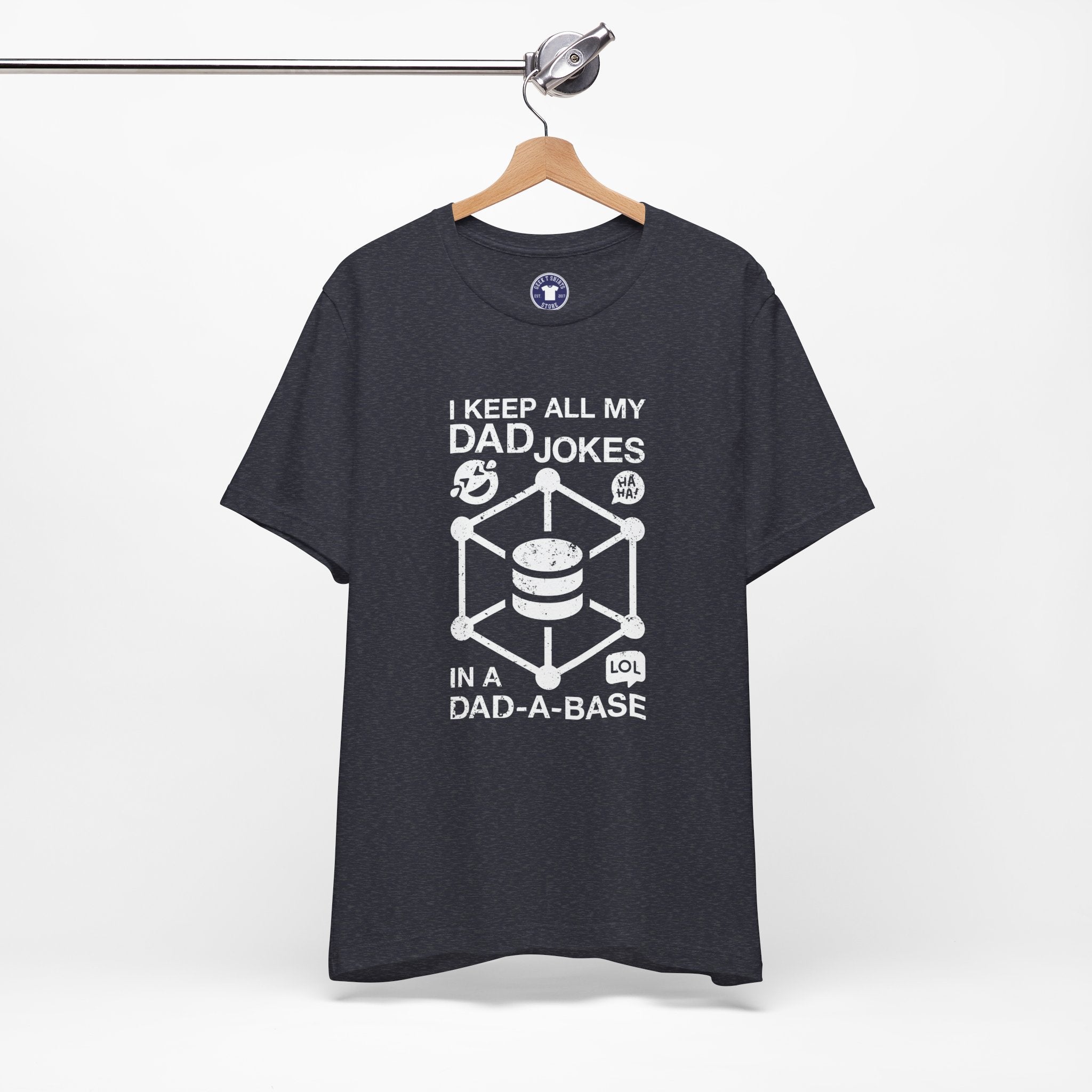 I Keep My Dad Jokes In A Dad-A-Base - Premium Unisex Crewneck T-Shirt