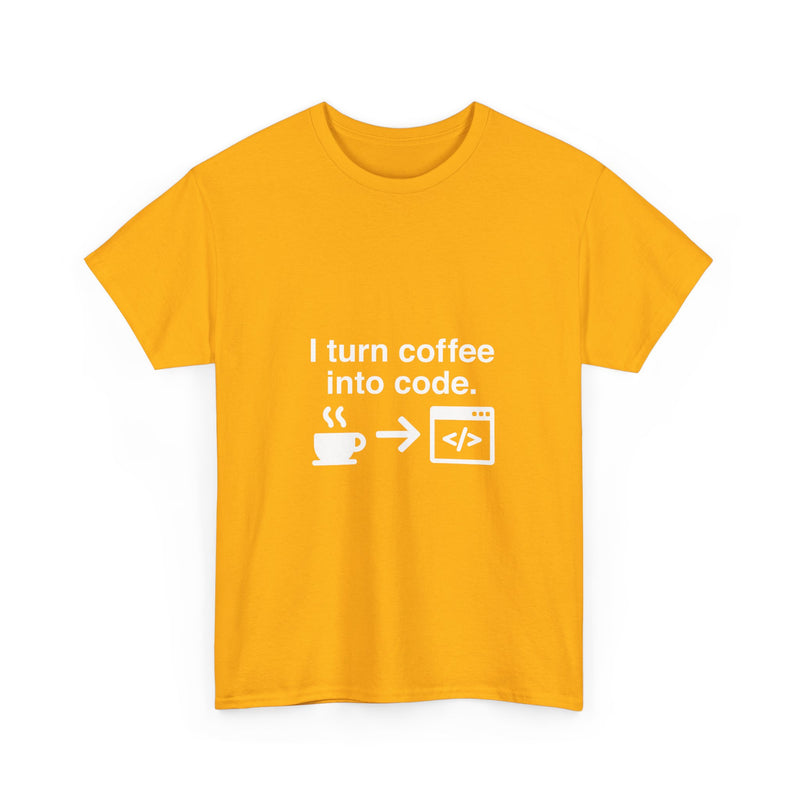 I Turn Coffee Into Code T-Shirt, Programmer Gift Tee, Coding Humor Shirt, Geek T-Shirt, Nerd Shirt, Developer Present, Coder Apparel