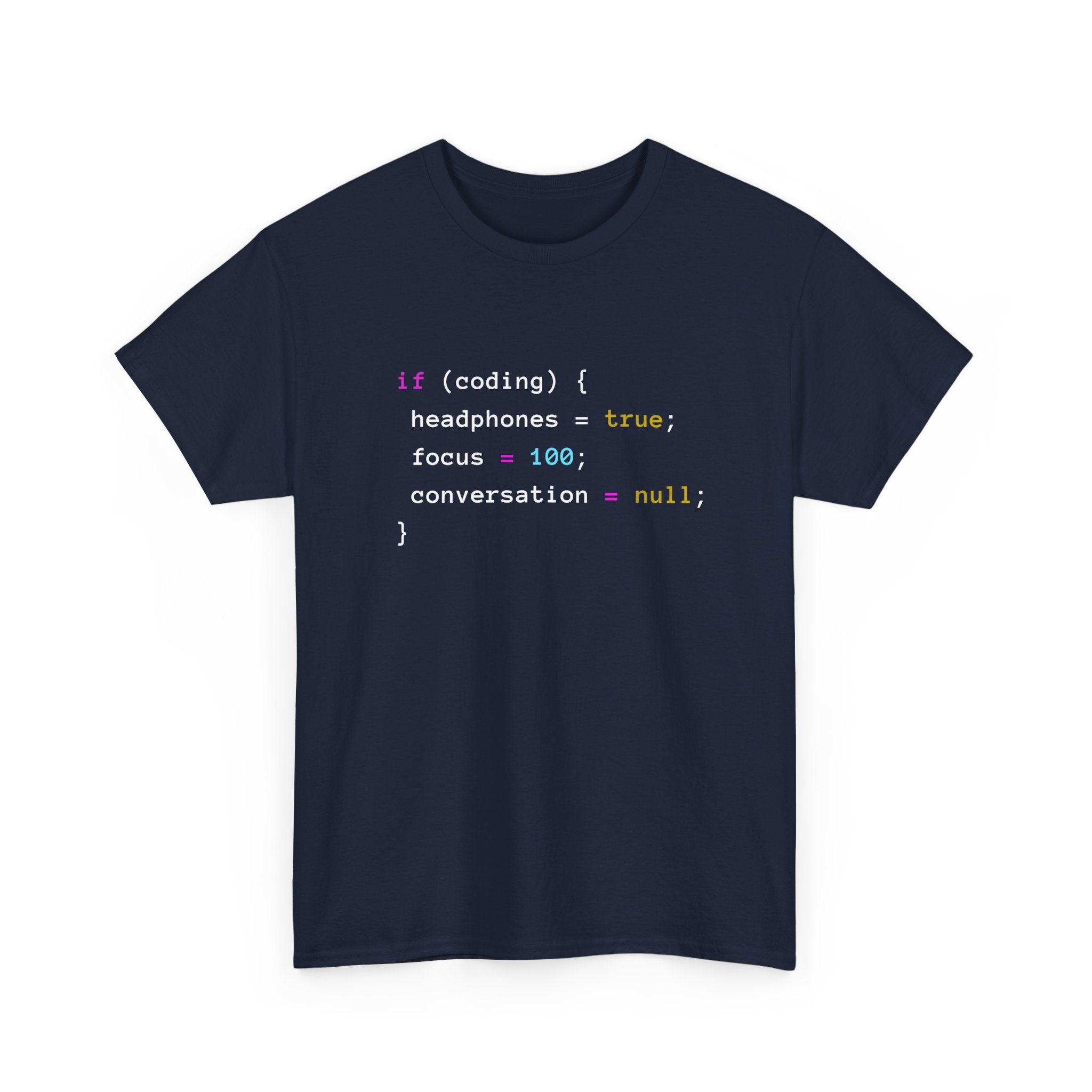 Coding With Headphones Javascript T-Shirt - Nerd Shirt - Regular Unisex Crewneck T-Shirt