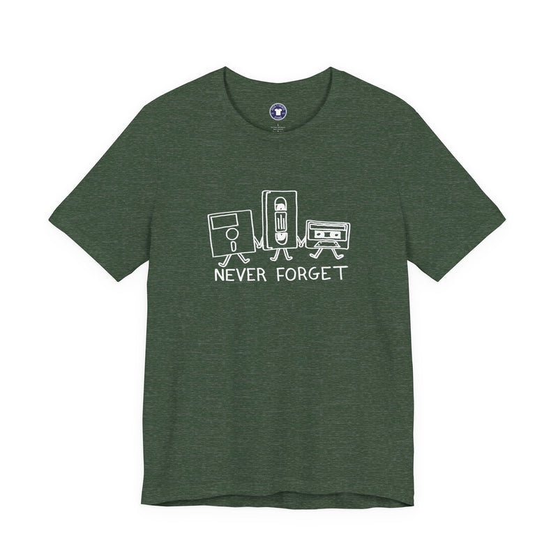 Never Forget Cassette Tapes Vhs Floppy Disks - Premium Unisex Crewneck T-Shirt