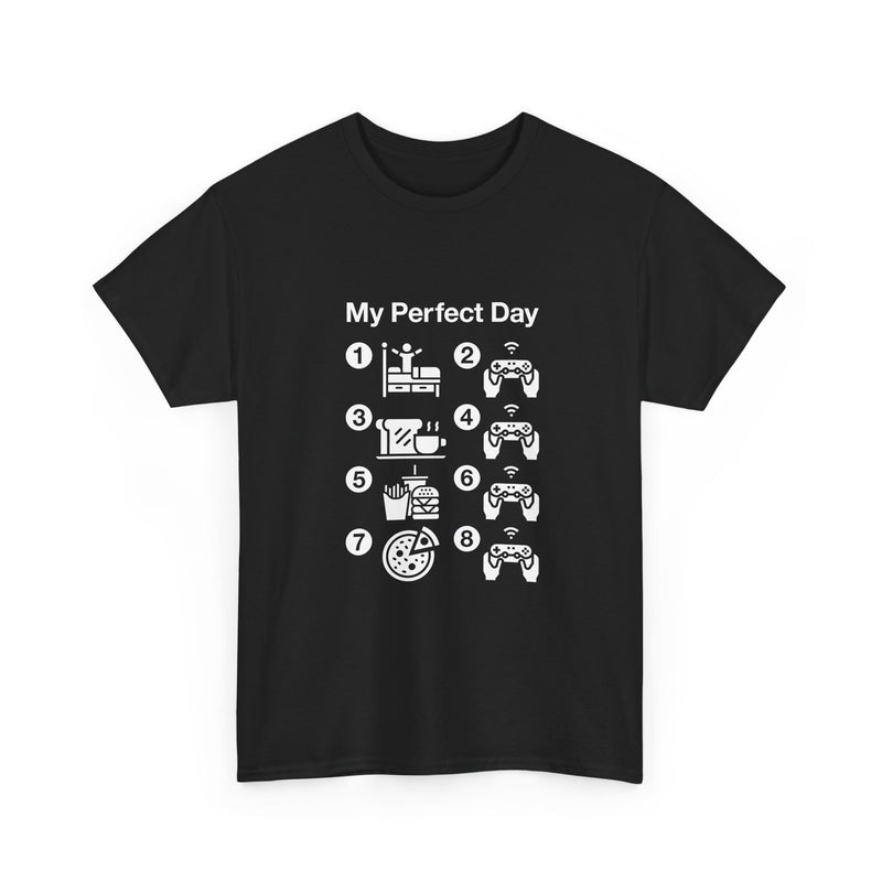My Perfect Day T-shirt, Gamer Life Shirt, Funny Gaming Tee, Snack Lover Gift, Geek T-Shirt, Nerd Shirt, Video Game Humor Apparel