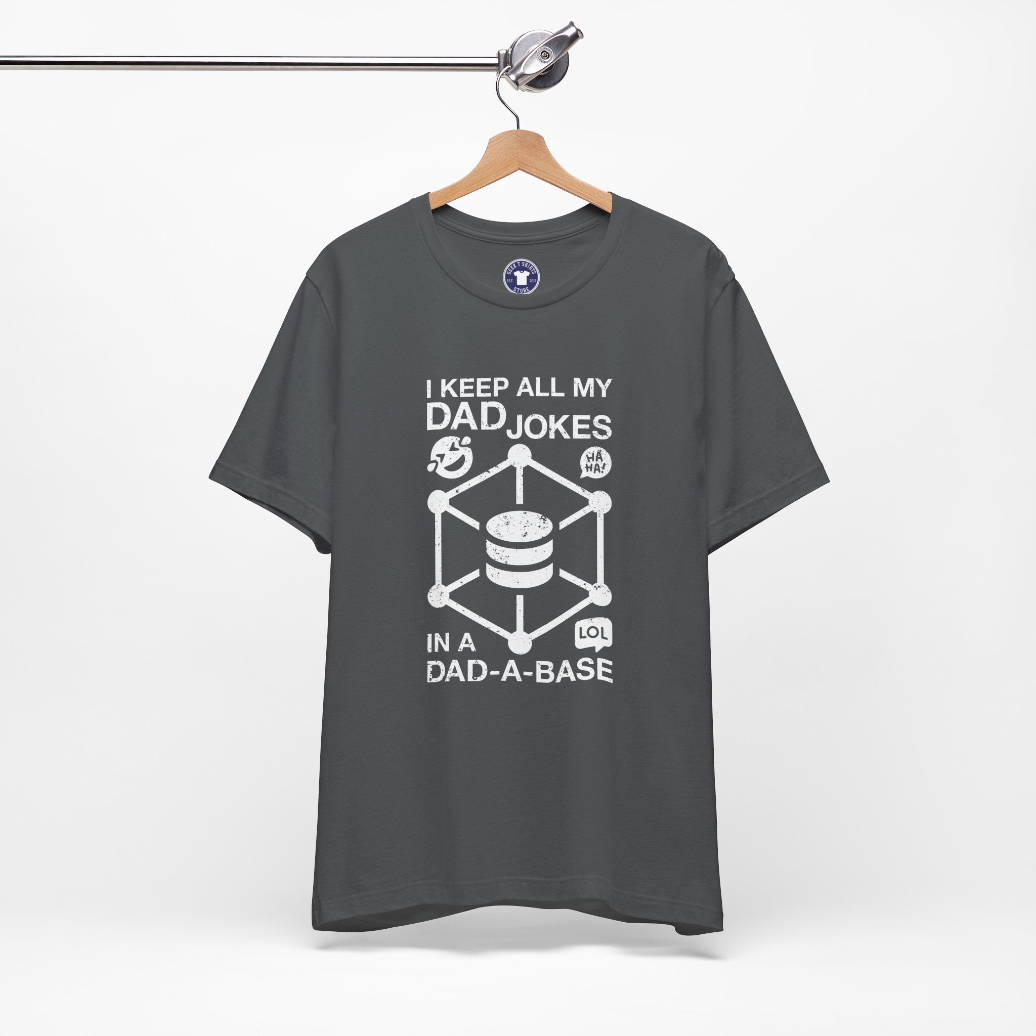I Keep My Dad Jokes In A Dad-A-Base - Premium Unisex Crewneck T-Shirt