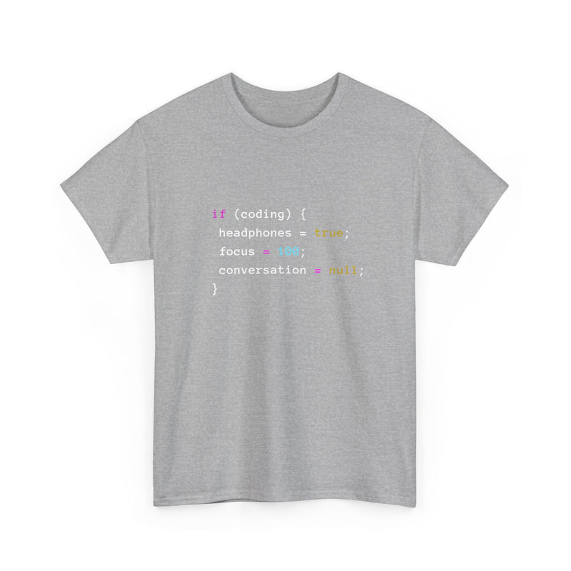 Coding With Headphones Javascript T-Shirt - Nerd Shirt - Regular Unisex Crewneck T-Shirt