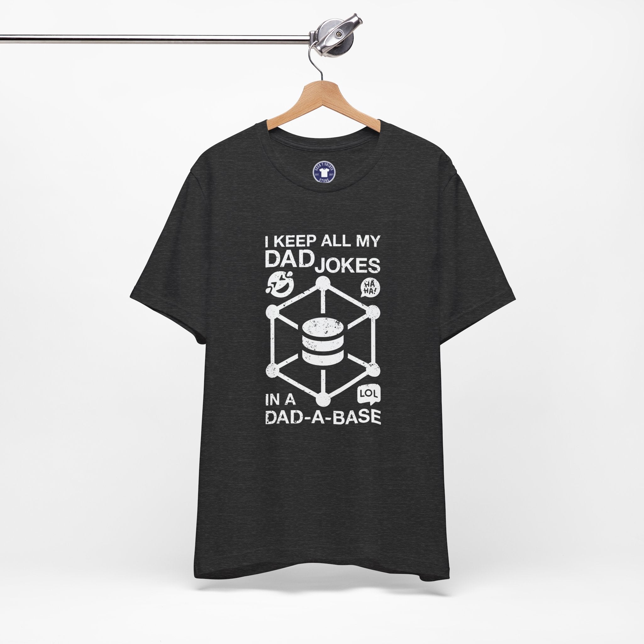 I Keep My Dad Jokes In A Dad-A-Base - Premium Unisex Crewneck T-Shirt