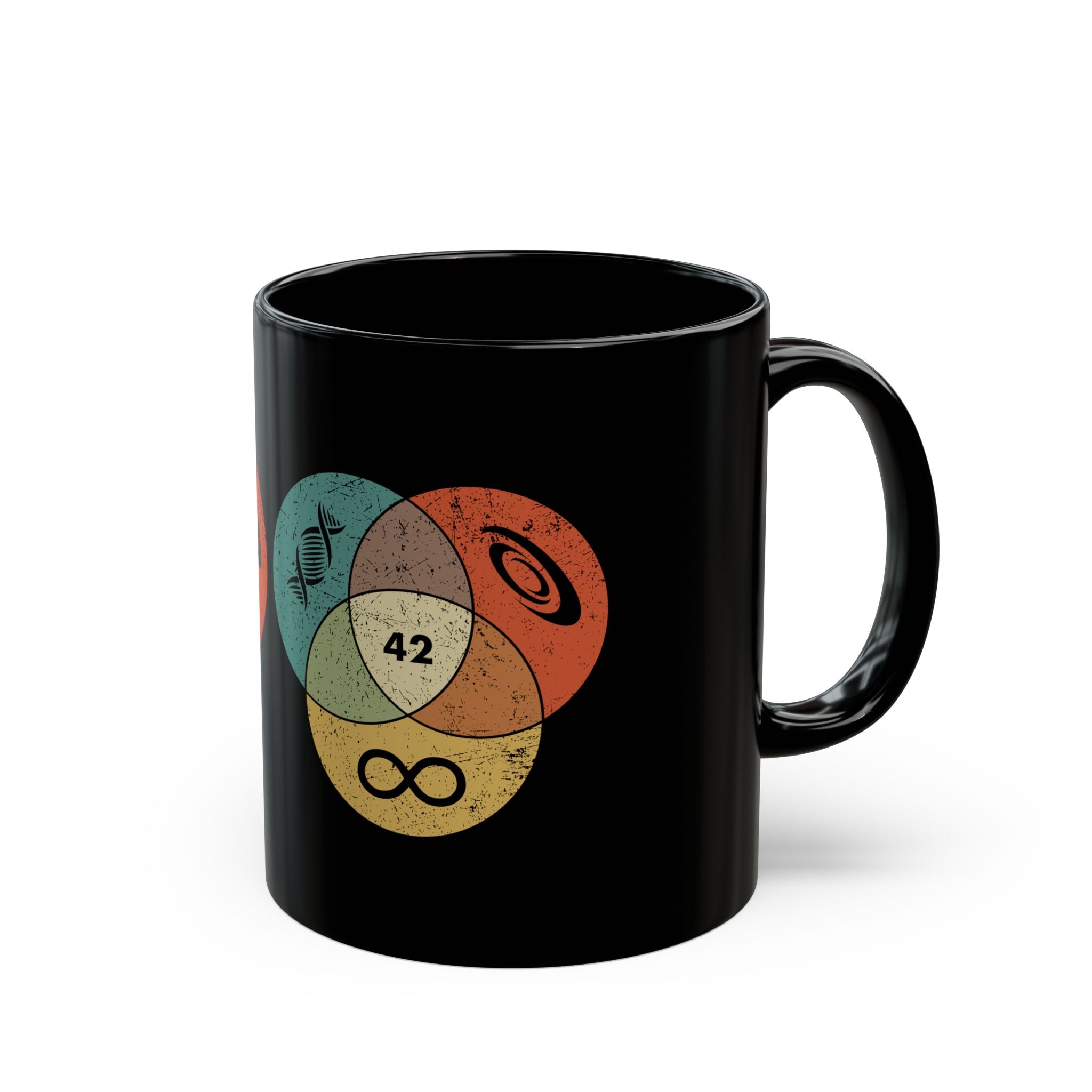 42 Answer To Life The Universe And Everything - Color Version - Black Glossy Mug
